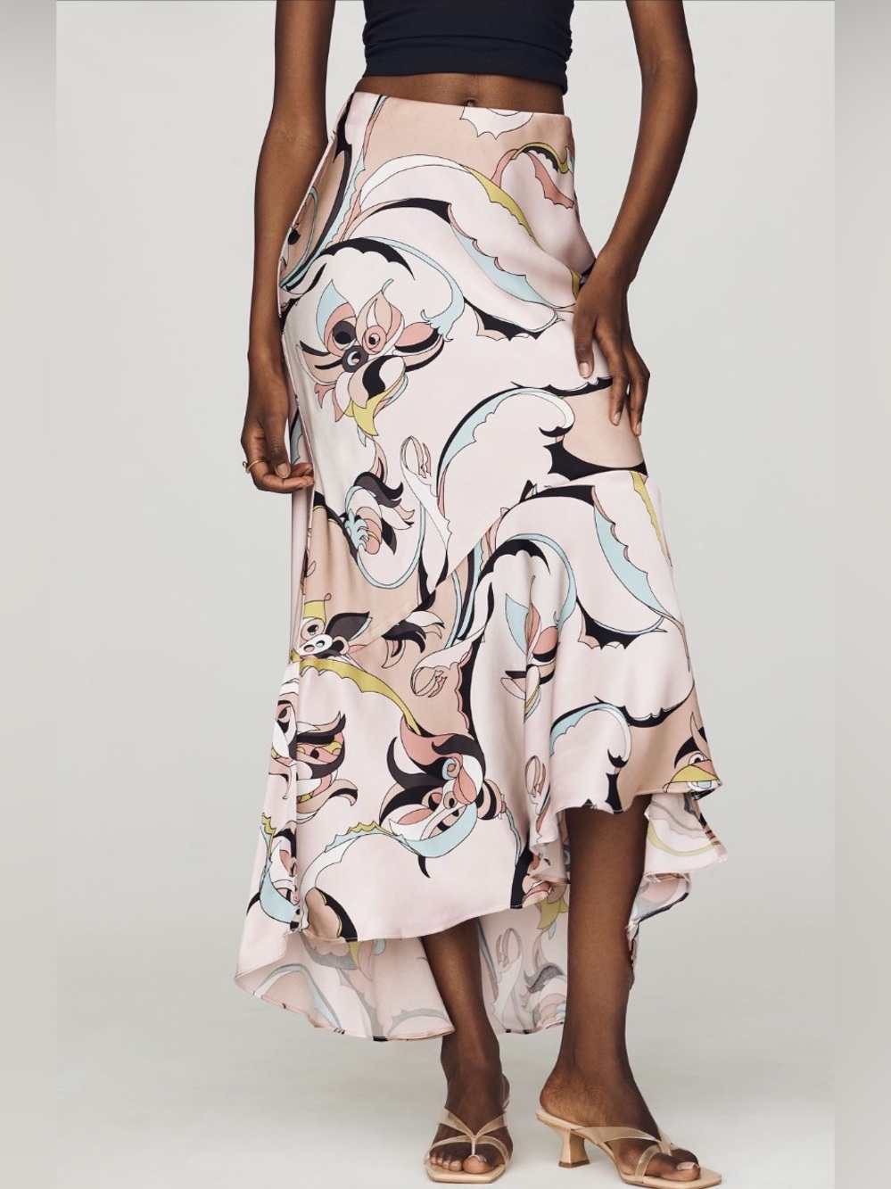✨ Anthropologie Bias Cut Satin Midi Skirt Sz XL